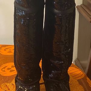 UGG Australia Sparkle Sequin Over The Knee Bailey Button Boots. Rare Size 11